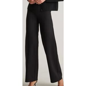 Quince Black Ultra-Stretch Ponte Wide Leg Pants Pull on Dress Pants NWT M